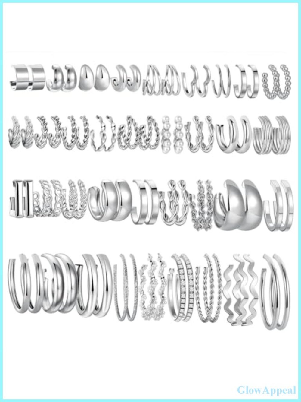 36 Pair Gold Hoop Earring Set Women Chunky Multipack Trendy Jewelry
